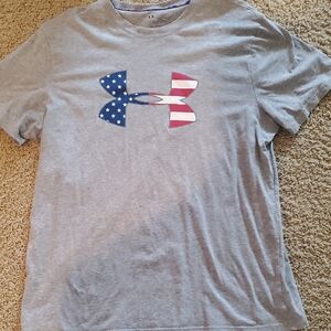 Under Armour Gray Tee with Patriotic Logo